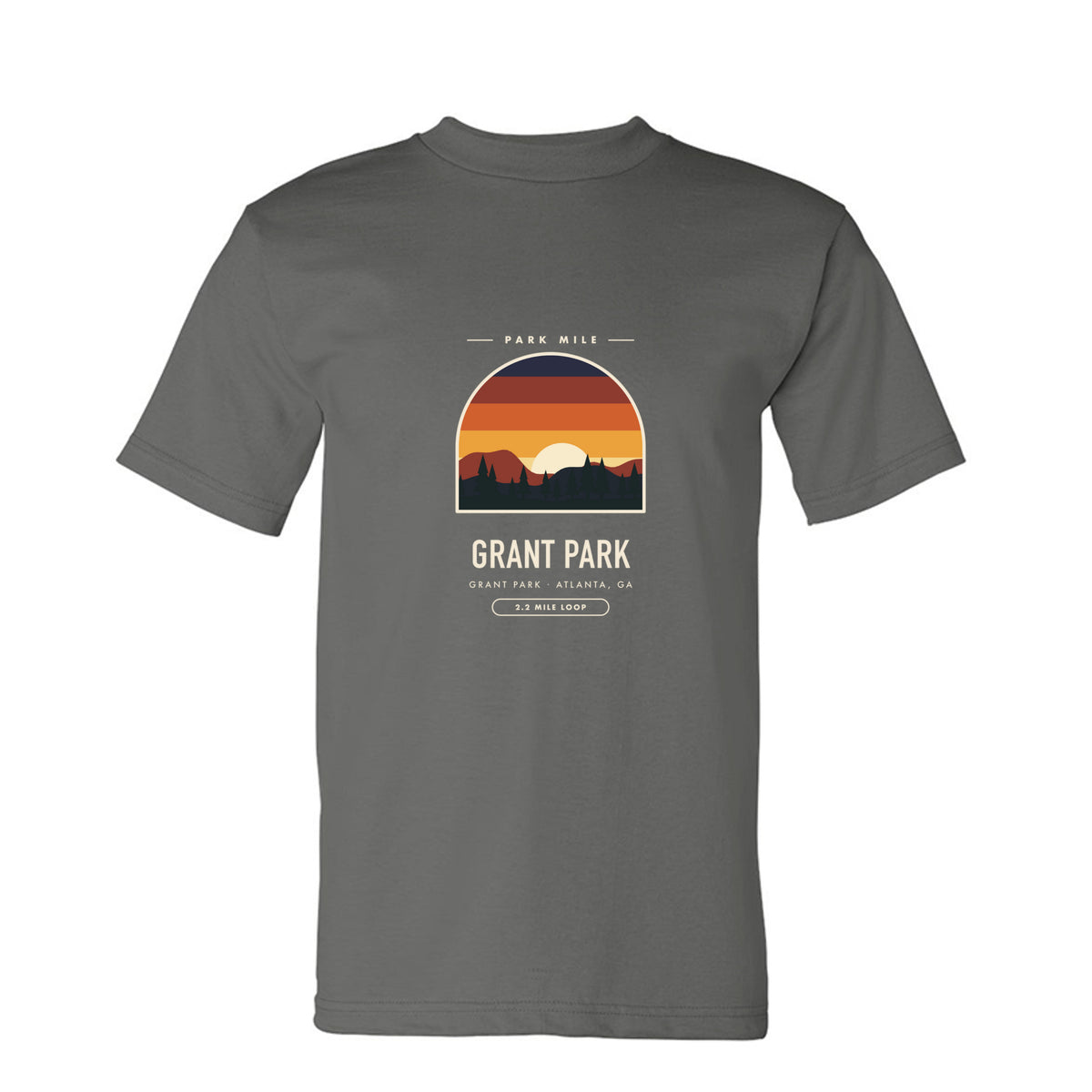 Grant Park Finisher Tee in Charcoal – front