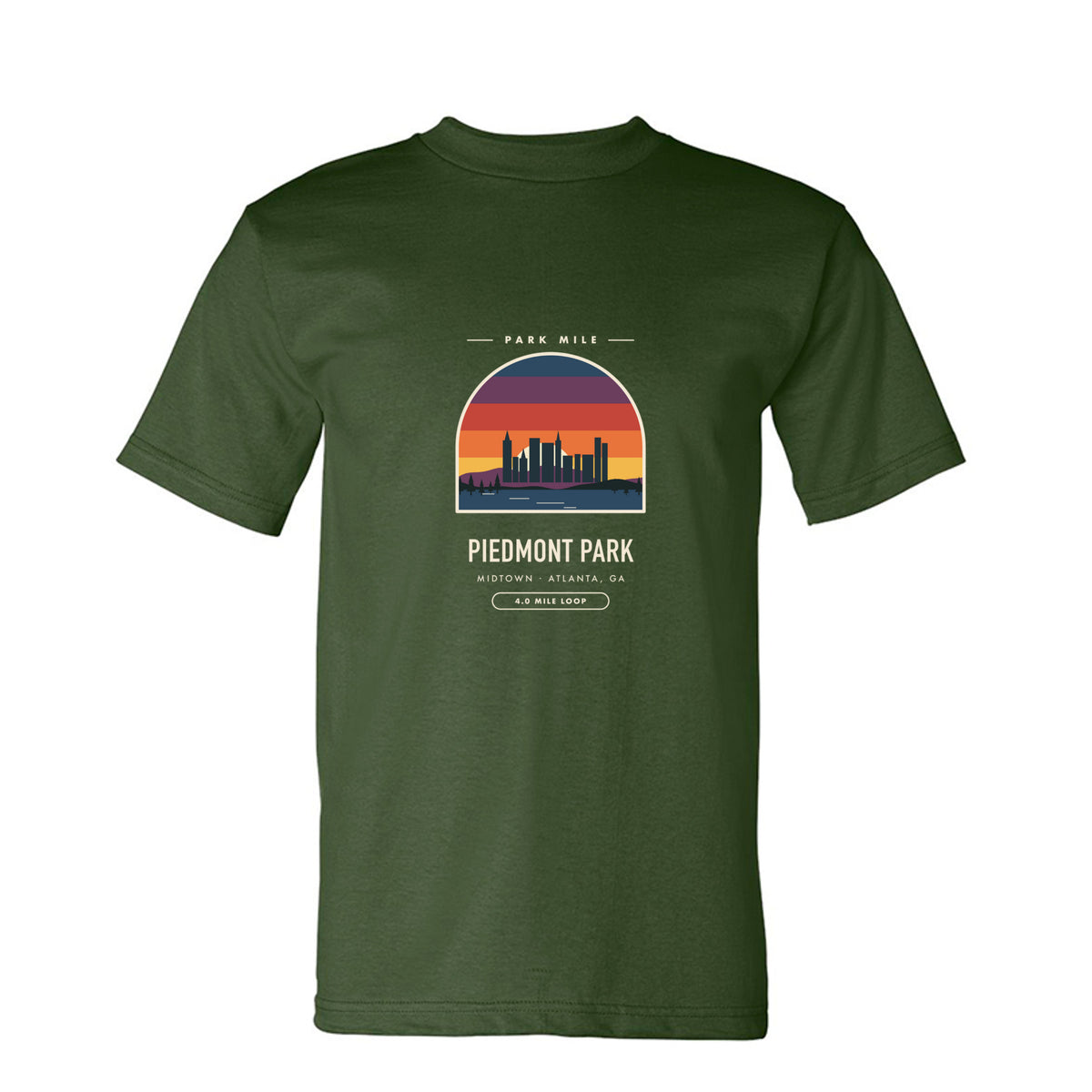 Piedmont Park Finisher Tee in Army – front