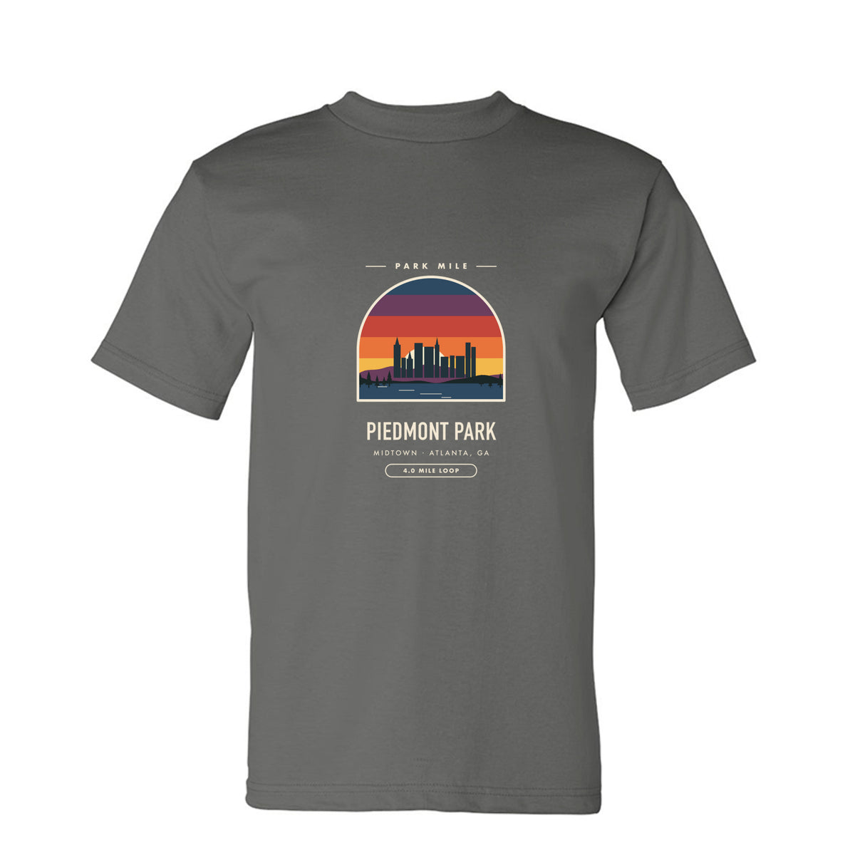 Piedmont Park Finisher Tee in Charcoal – front