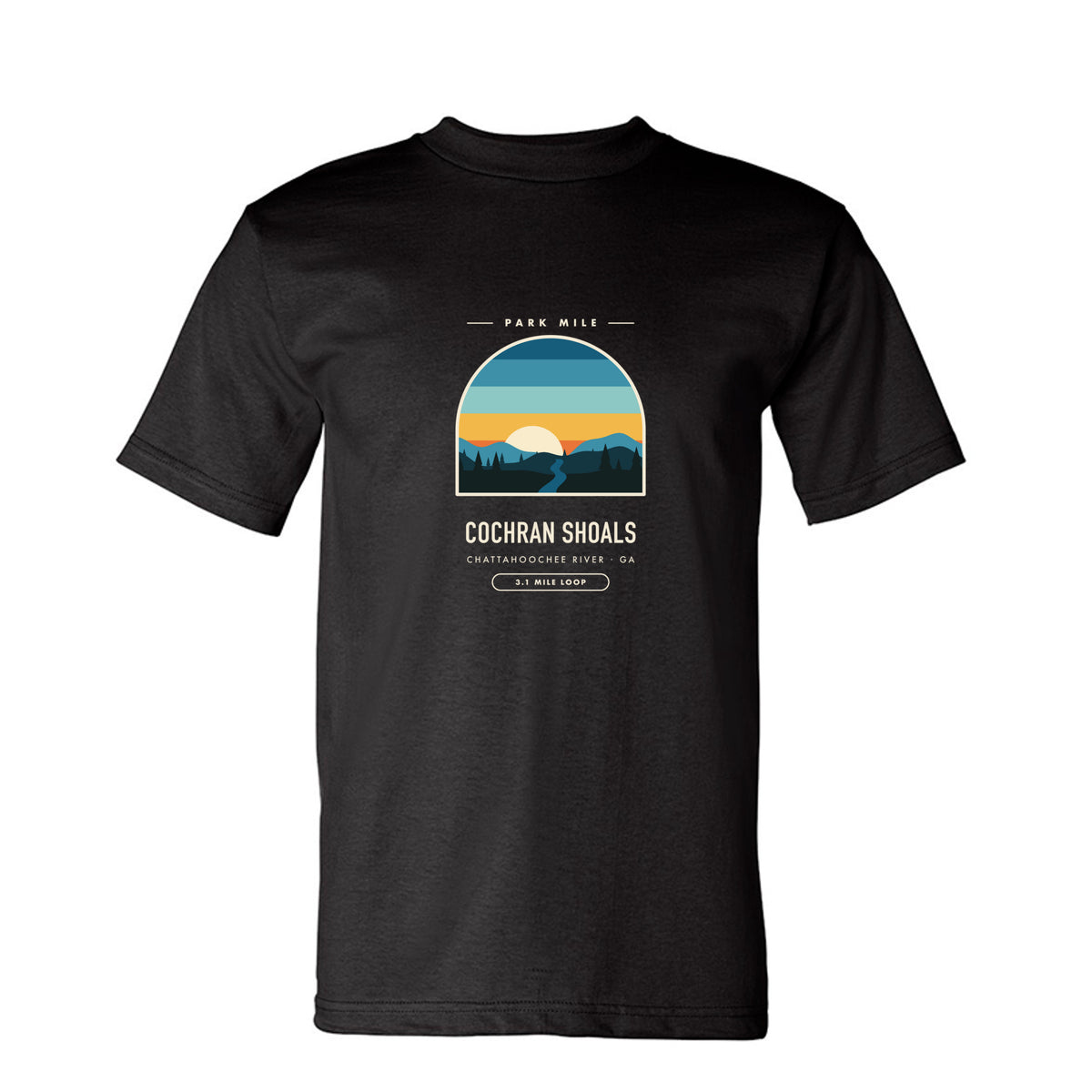 Cochran Shoals Finisher Tee in Black – front