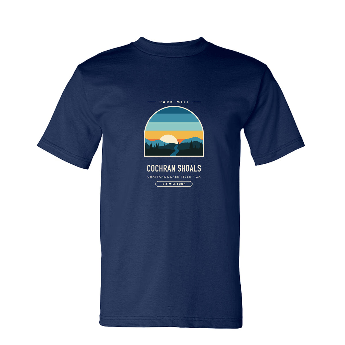 Cochran Shoals Finisher Tee in Navy – front