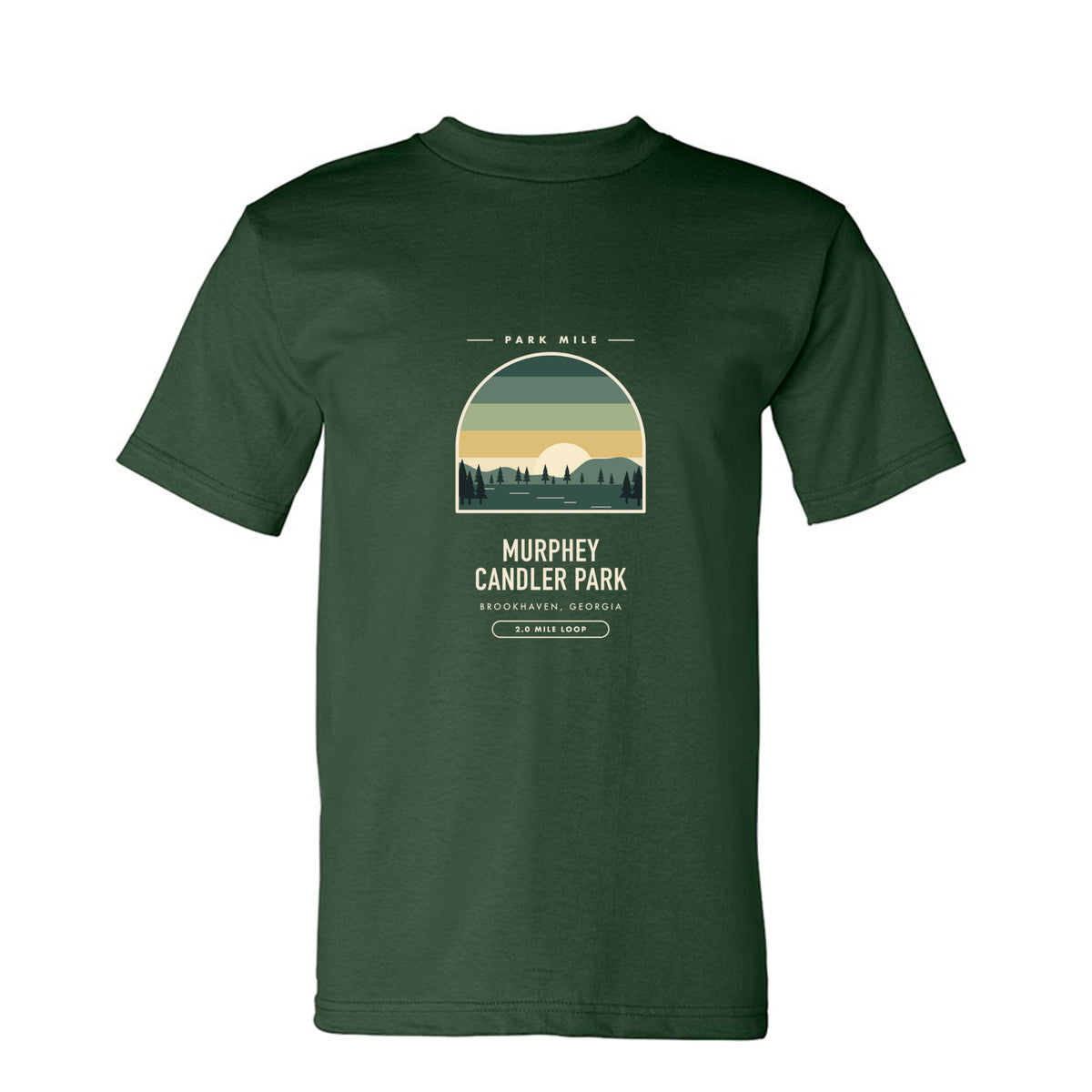 Murphey Candler Park Finisher Tee in Forest Green – front