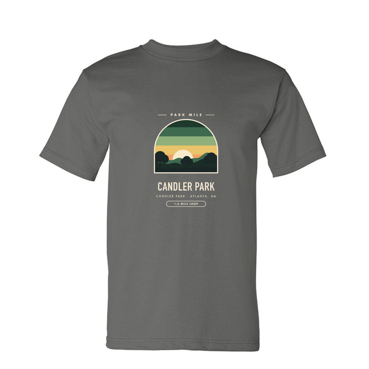 Candler Park Finisher Tee in Charcoal – front