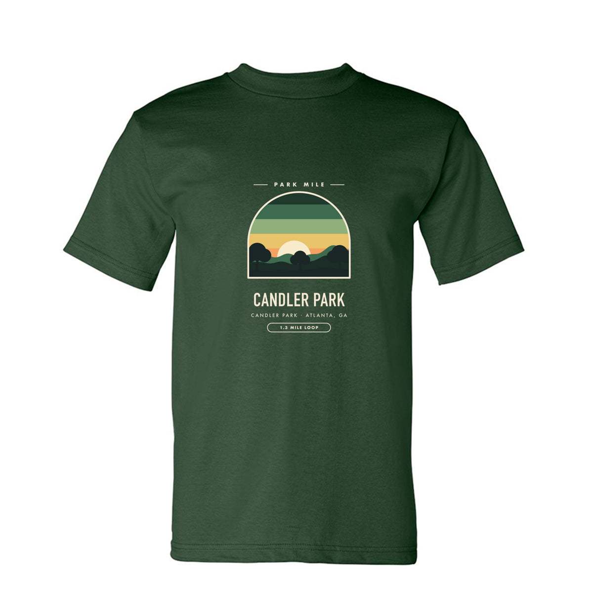 Candler Park Finisher Tee in Forest Green – front