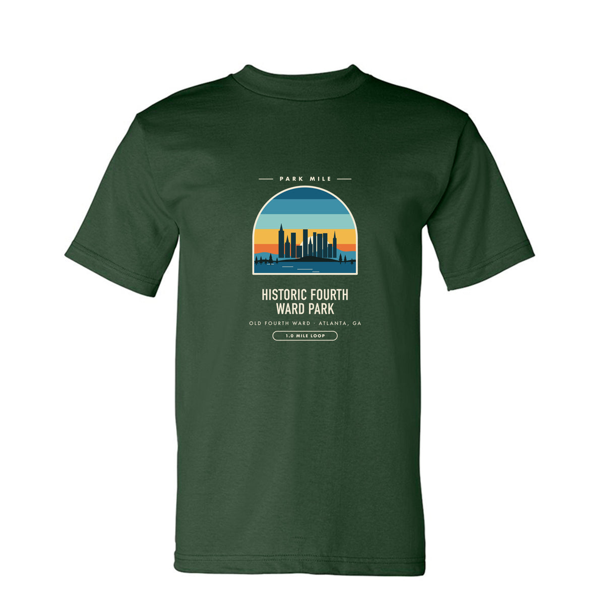 Historic Fourth Ward Park Finisher Tee in Forest Green – front