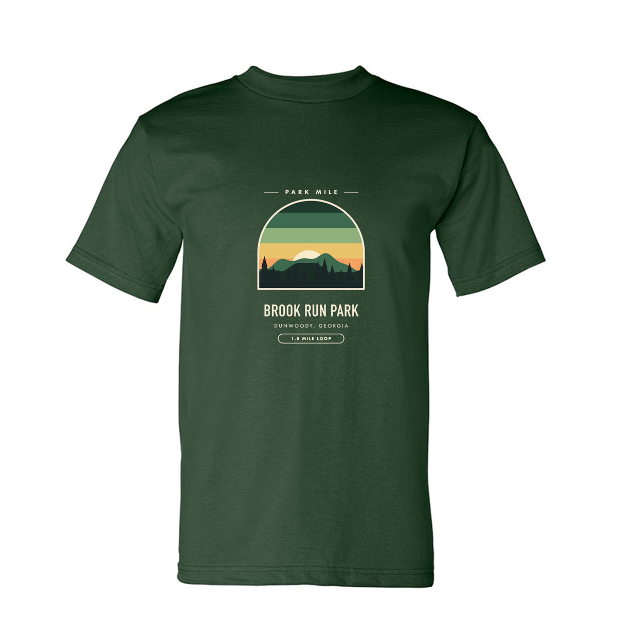 Brook Run Park Finisher Tee in Forest Green – front