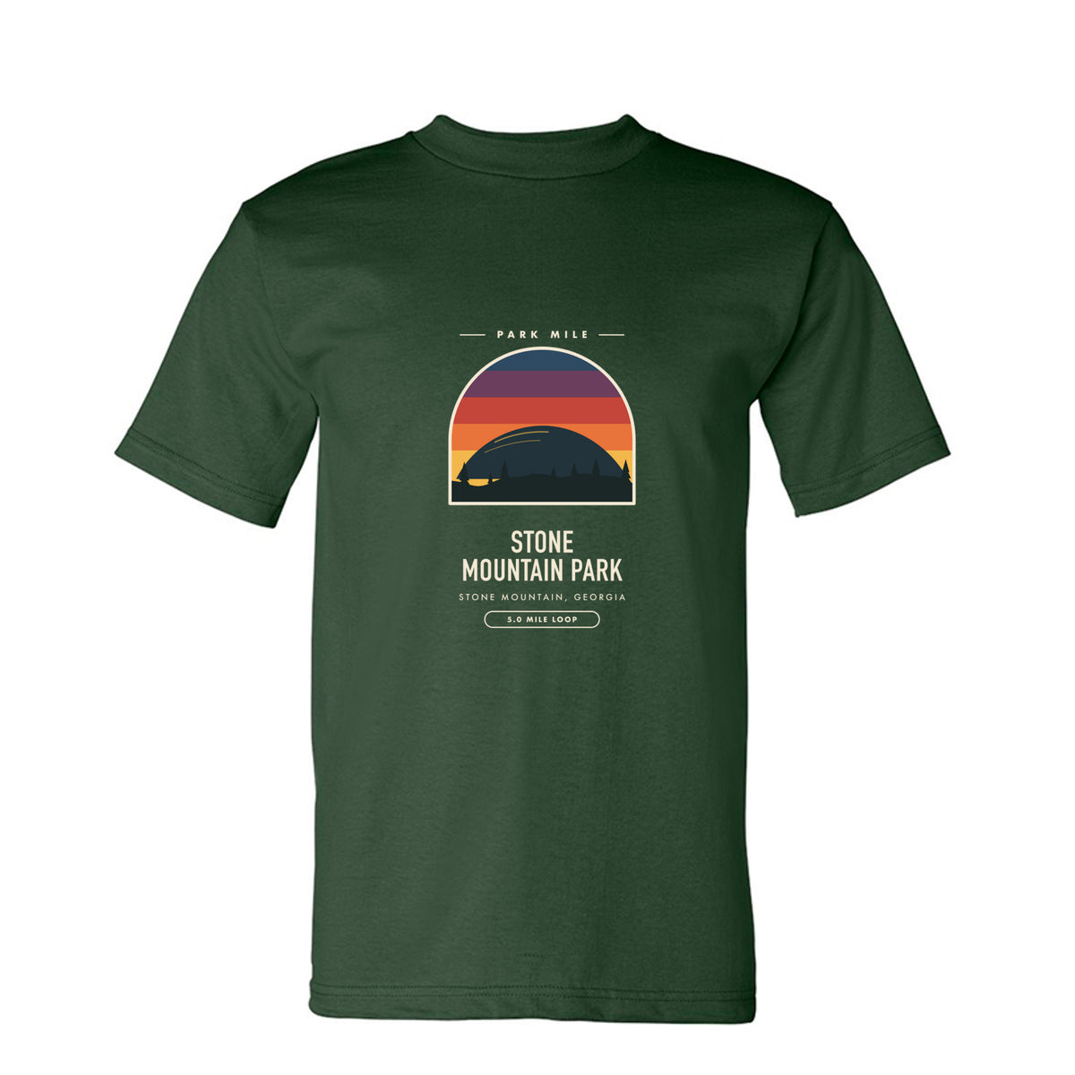 Stone Mountain Park Finisher Tee in Forest Green – front