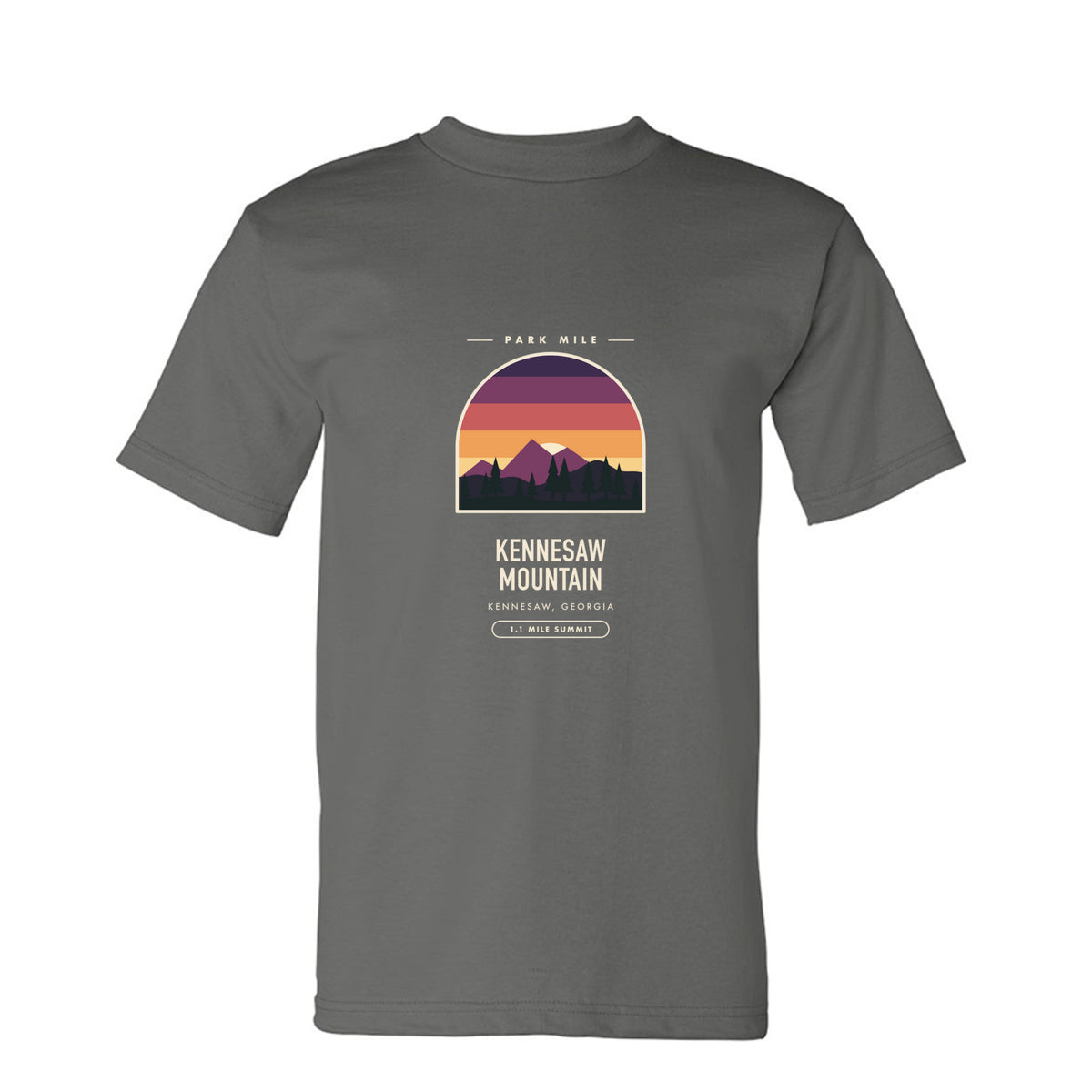 Kennesaw Mountain Finisher Tee in Charcoal – front