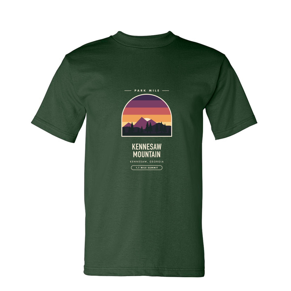 Kennesaw Mountain Finisher Tee in Forest Green – front