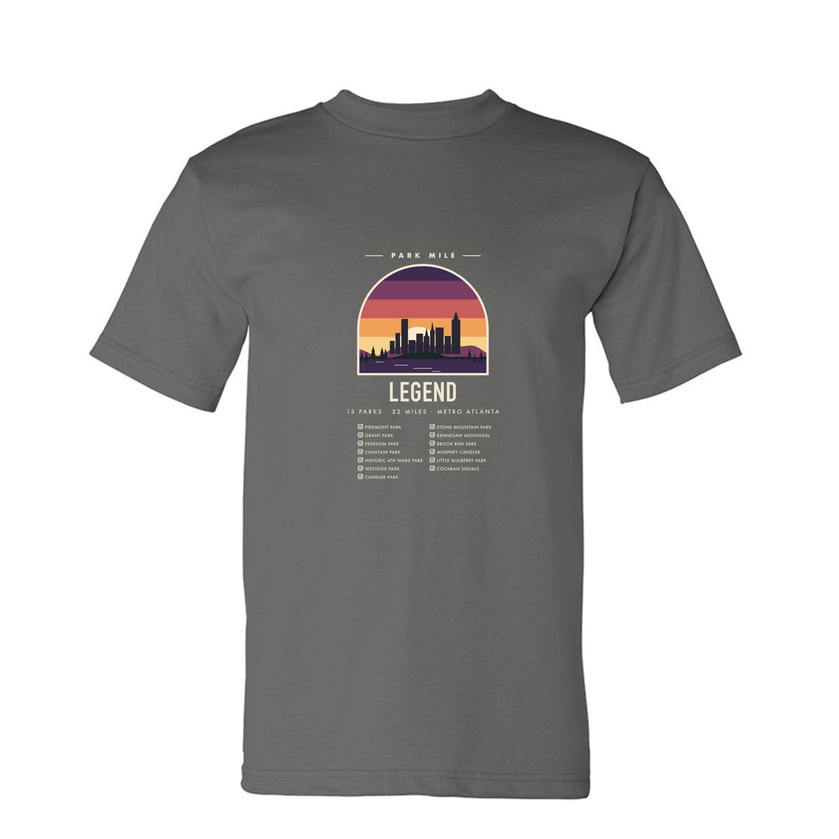 Park Mile Legend Tee in Charcoal – front