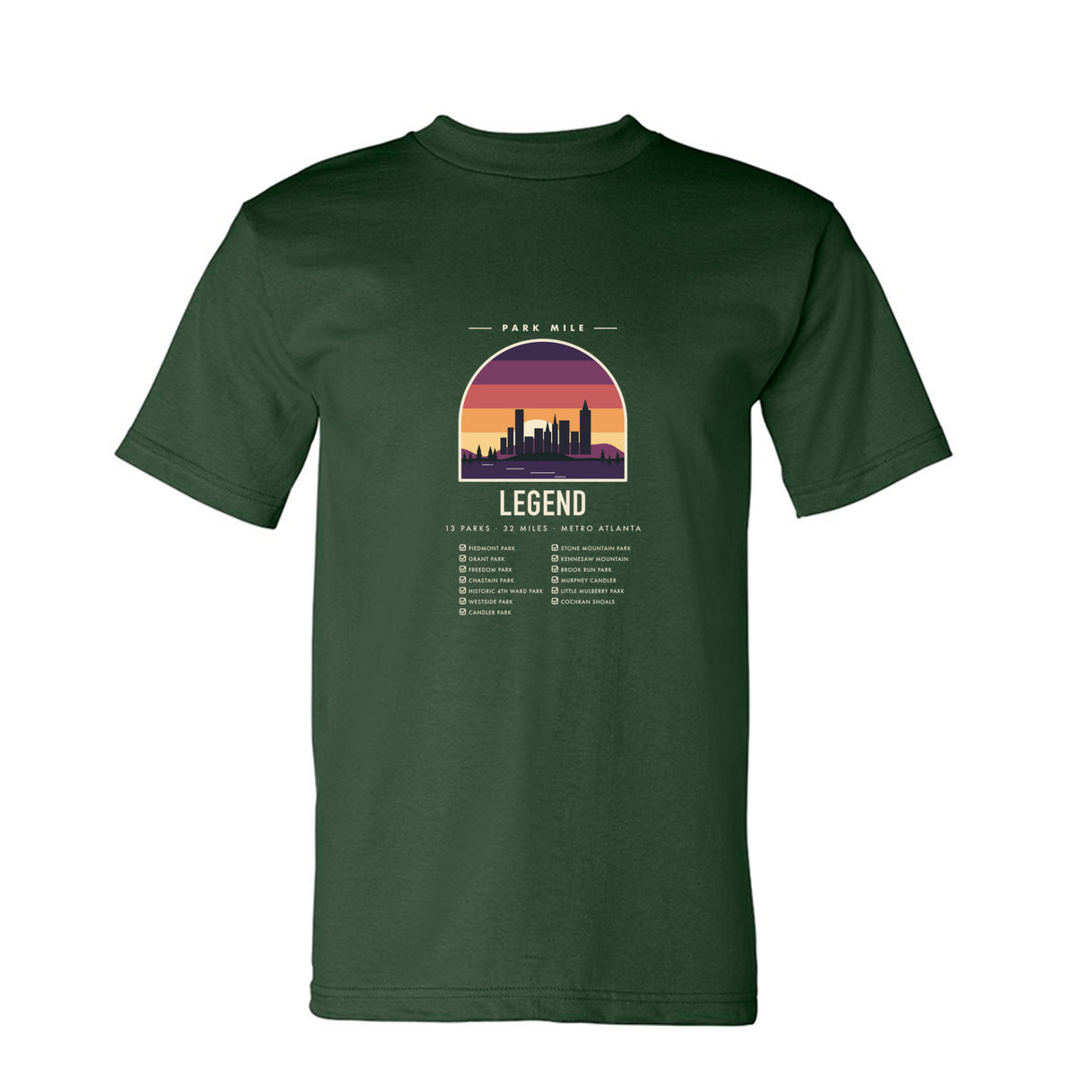 Park Mile Legend Tee in Forest Green – front