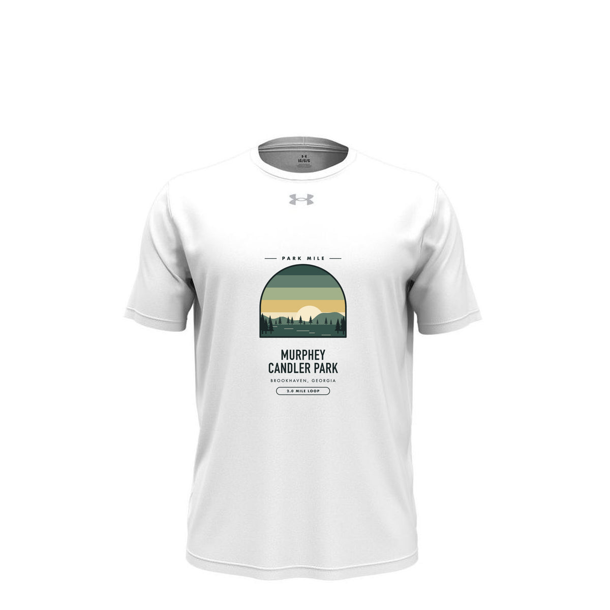 Murphey Candler Park Finisher Tech Tee (Light) in White/ Mod Grey – front