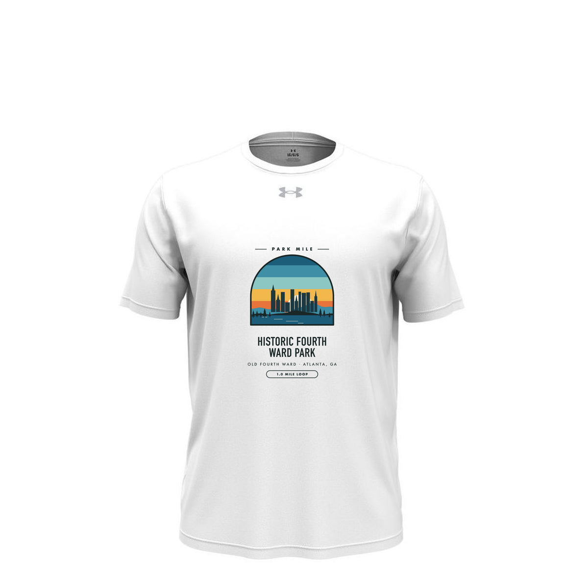 Historic Fourth Ward Park Finisher Tech Tee (Light) in White/ Mod Grey – front