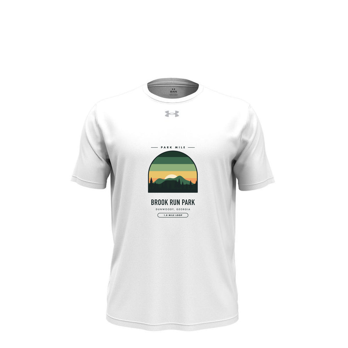 Brook Run Park Finisher Tech Tee (Light) in White/ Mod Grey – front