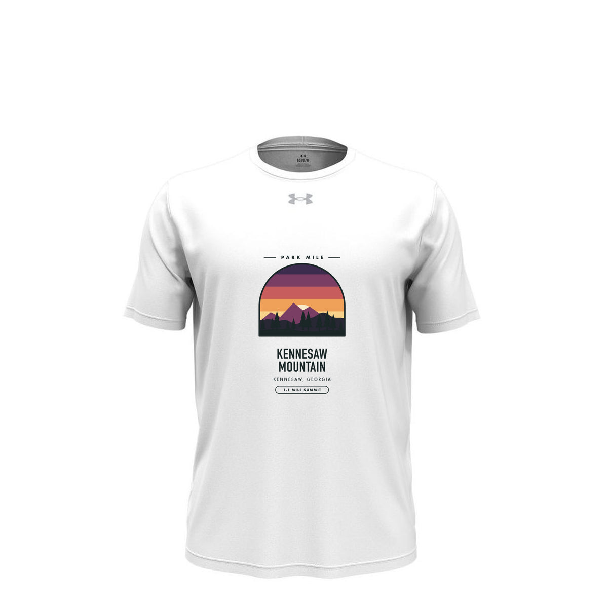 Kennesaw Mountain Finisher Tech Tee (Light) in White/ Mod Grey – front