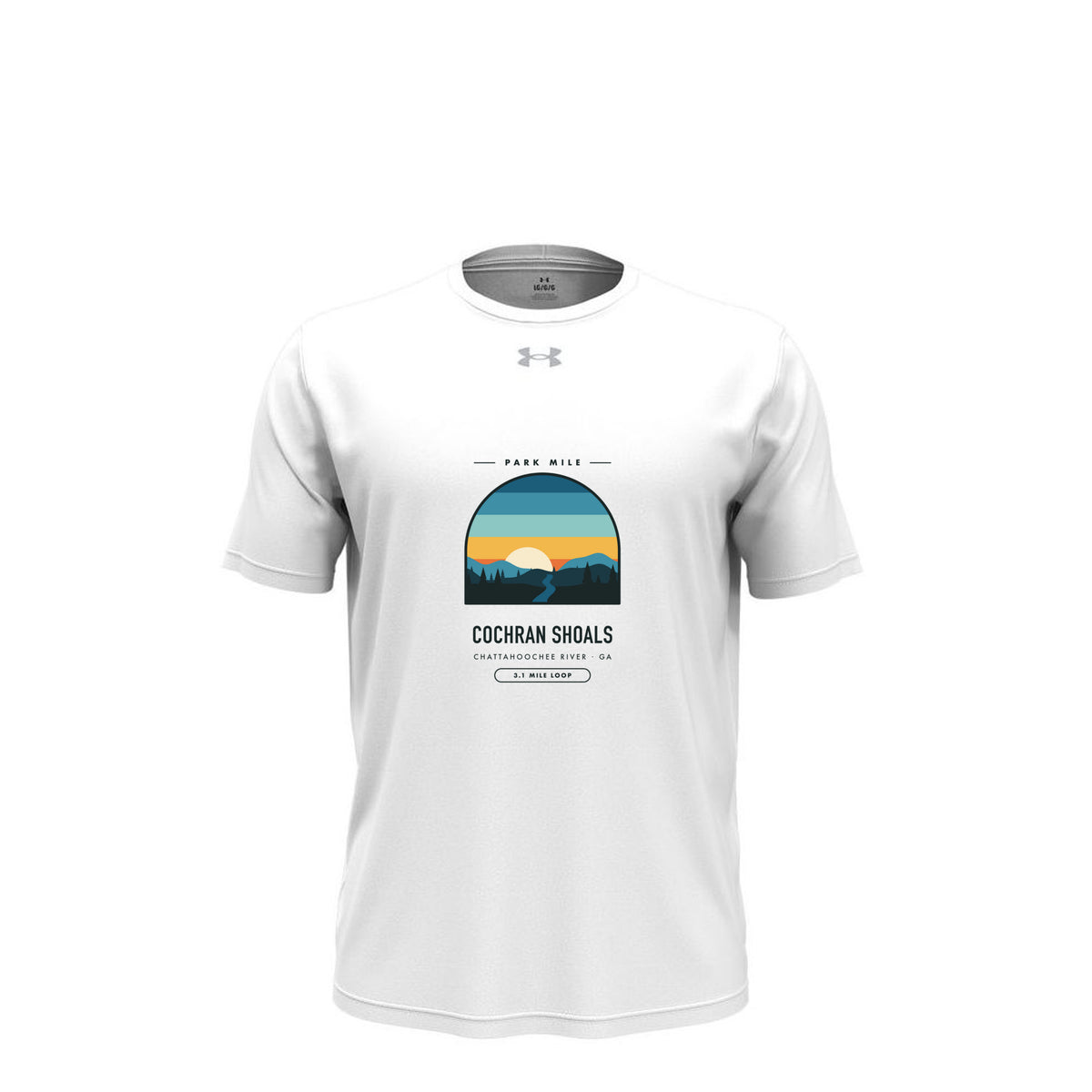 Cochran Shoals Finisher Tech Tee (Light) in White/ Mod Grey – front