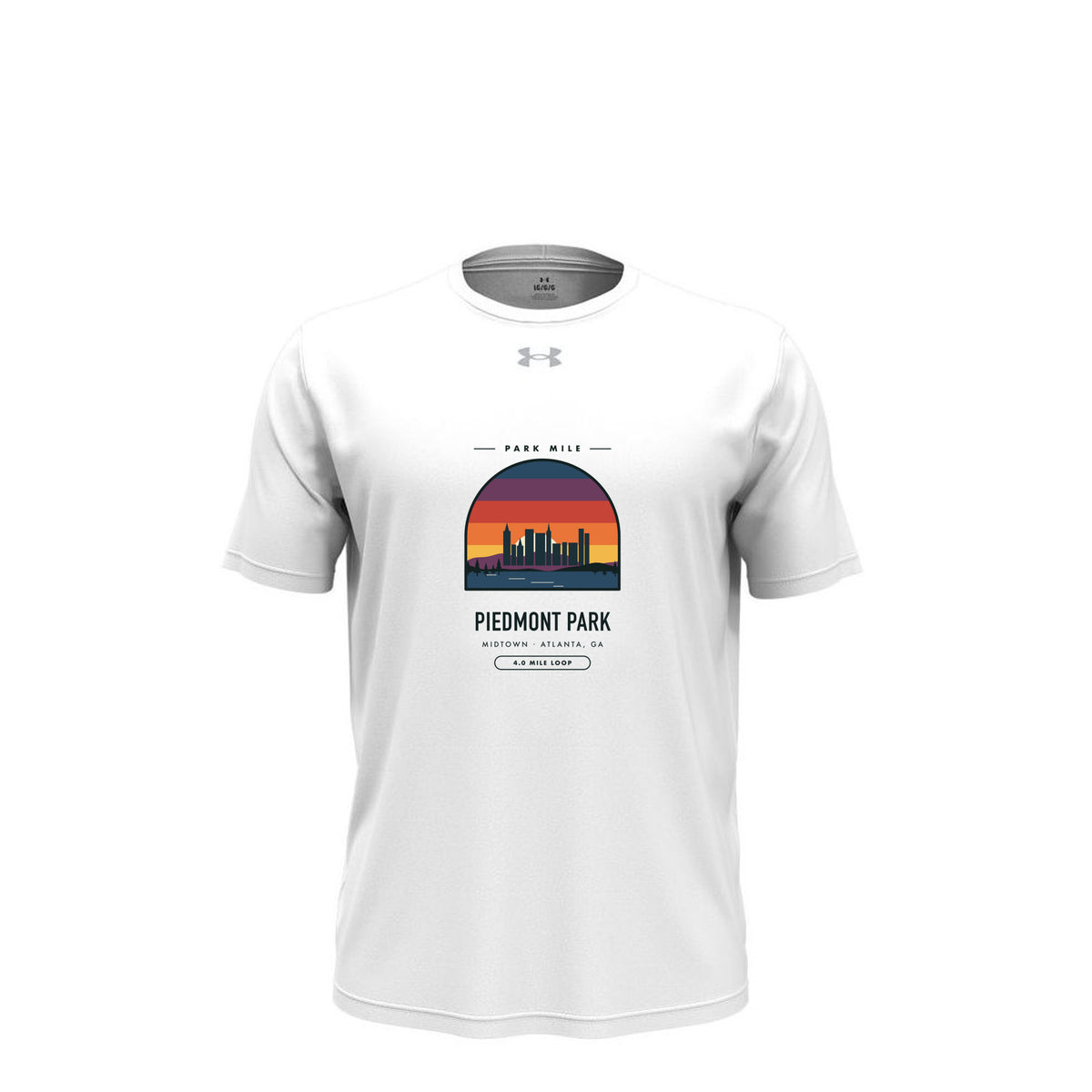 Piedmont Park Finisher Tech Tee (Light) in White/ Mod Grey – front
