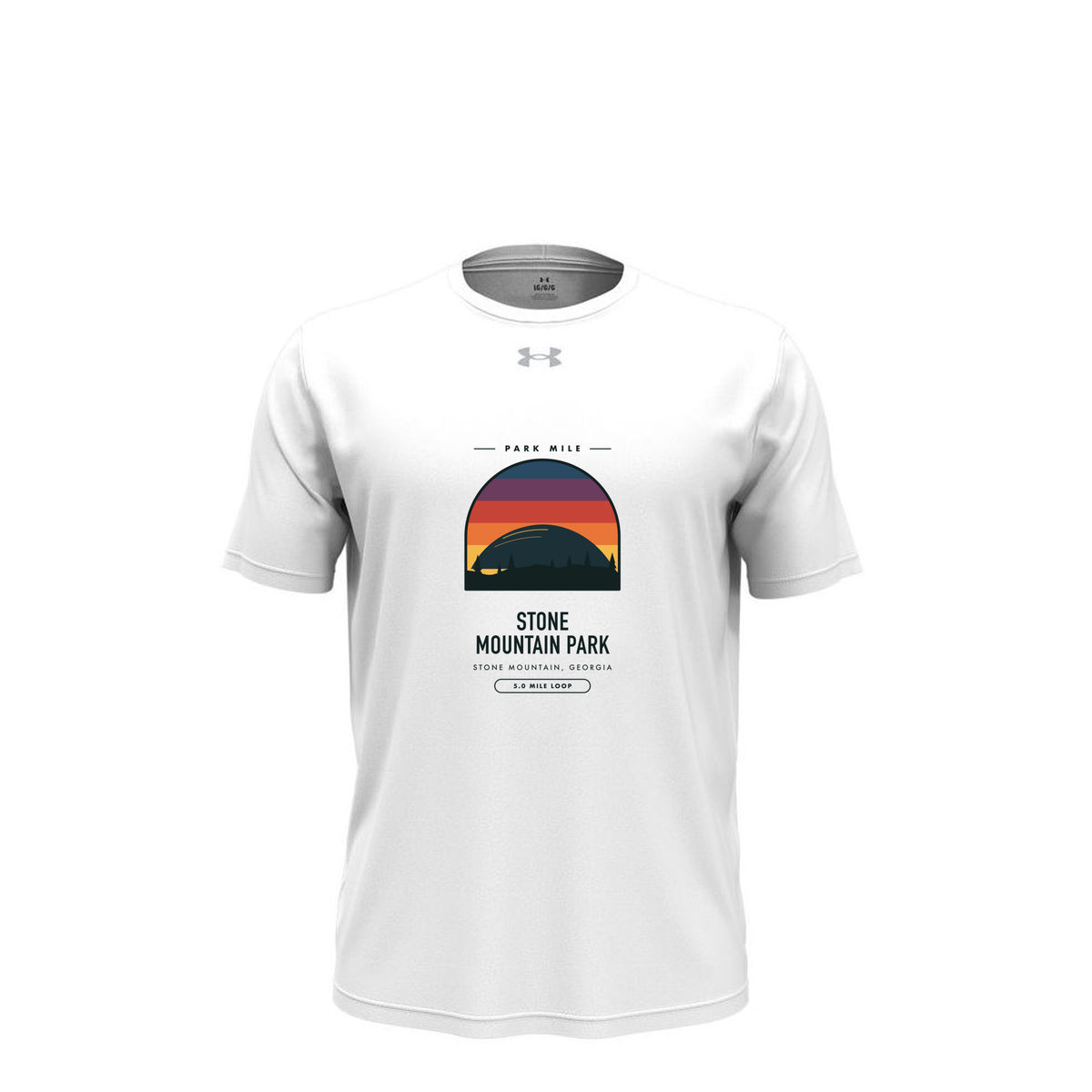 Stone Mountain Park Finisher Tech Tee (Light) in White/ Mod Grey – front