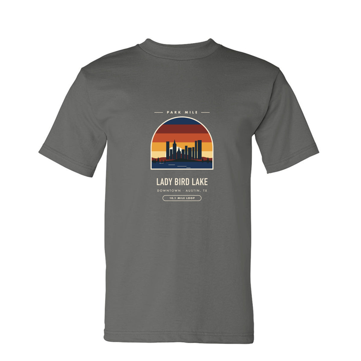 Lady Bird Lake Finisher Tee in Charcoal – front