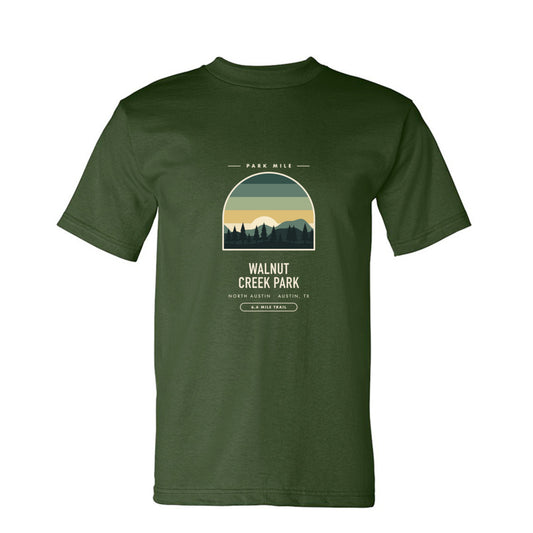 Walnut Creek Park Finisher Tee in Army – front
