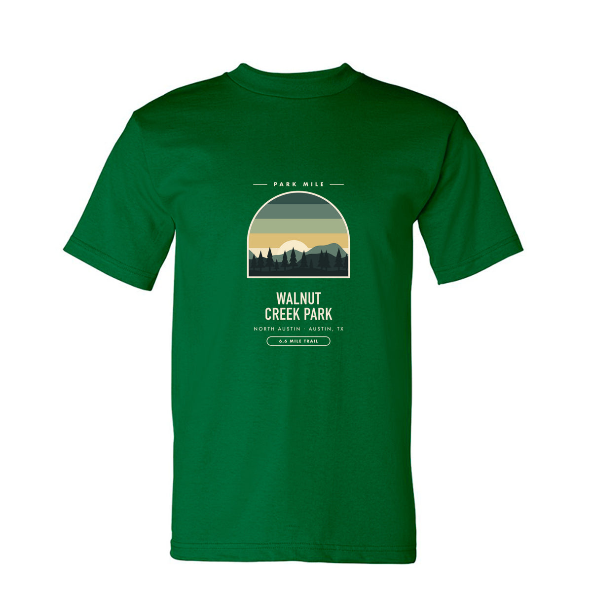 Walnut Creek Park Finisher Tee in Kelly Green – front