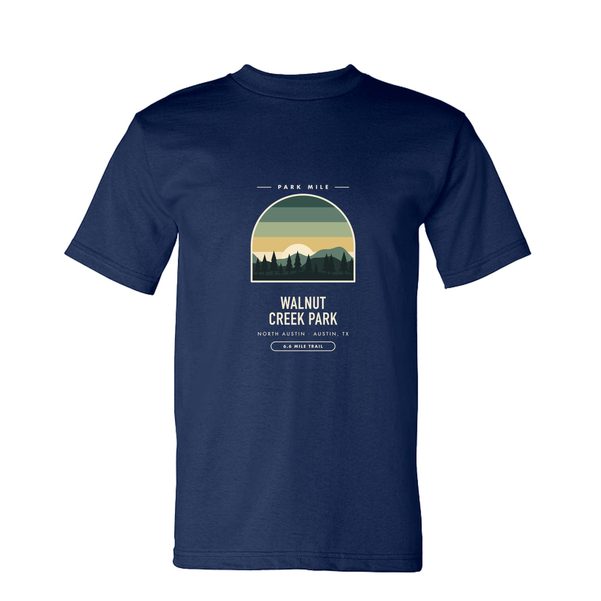 Walnut Creek Park Finisher Tee in Navy – front