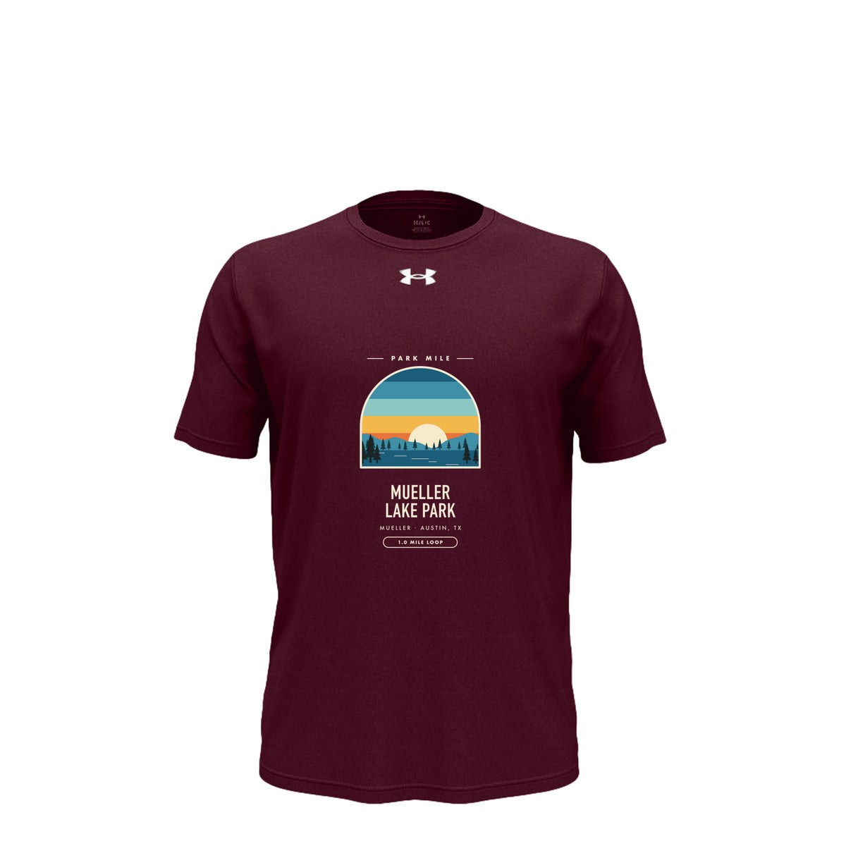 Mueller Lake Park Finisher Tech Tee in Maroon – front