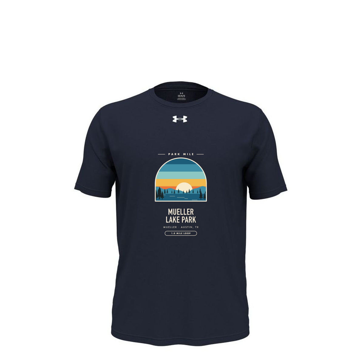 Mueller Lake Park Finisher Tech Tee in Midnight Navy – front