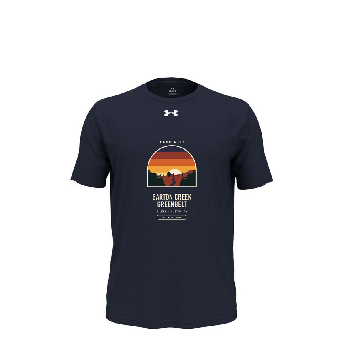 Barton Creek Greenbelt Finisher Tech Tee in Midnight Navy – front