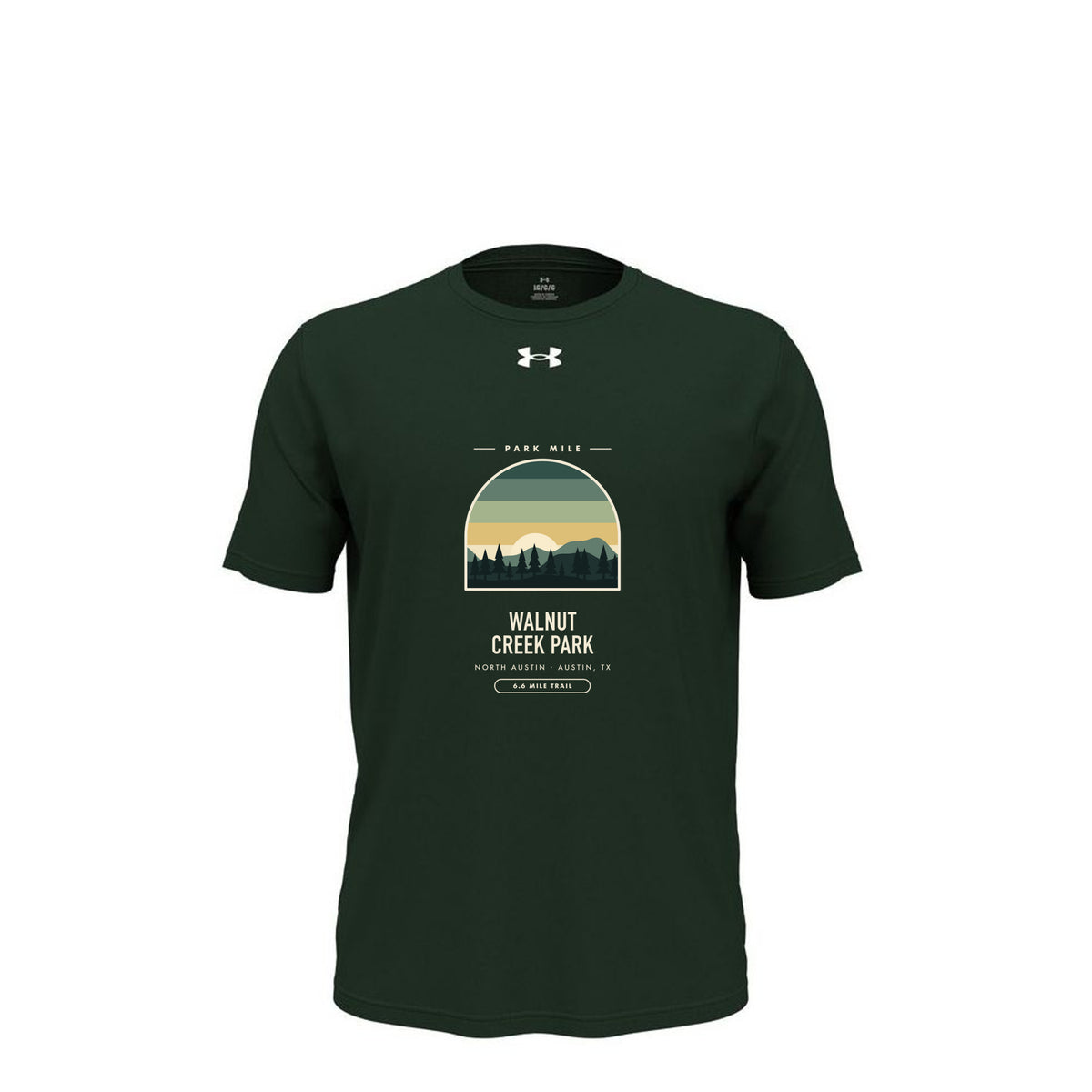 Walnut Creek Park Finisher Tech Tee in Forest Green – front