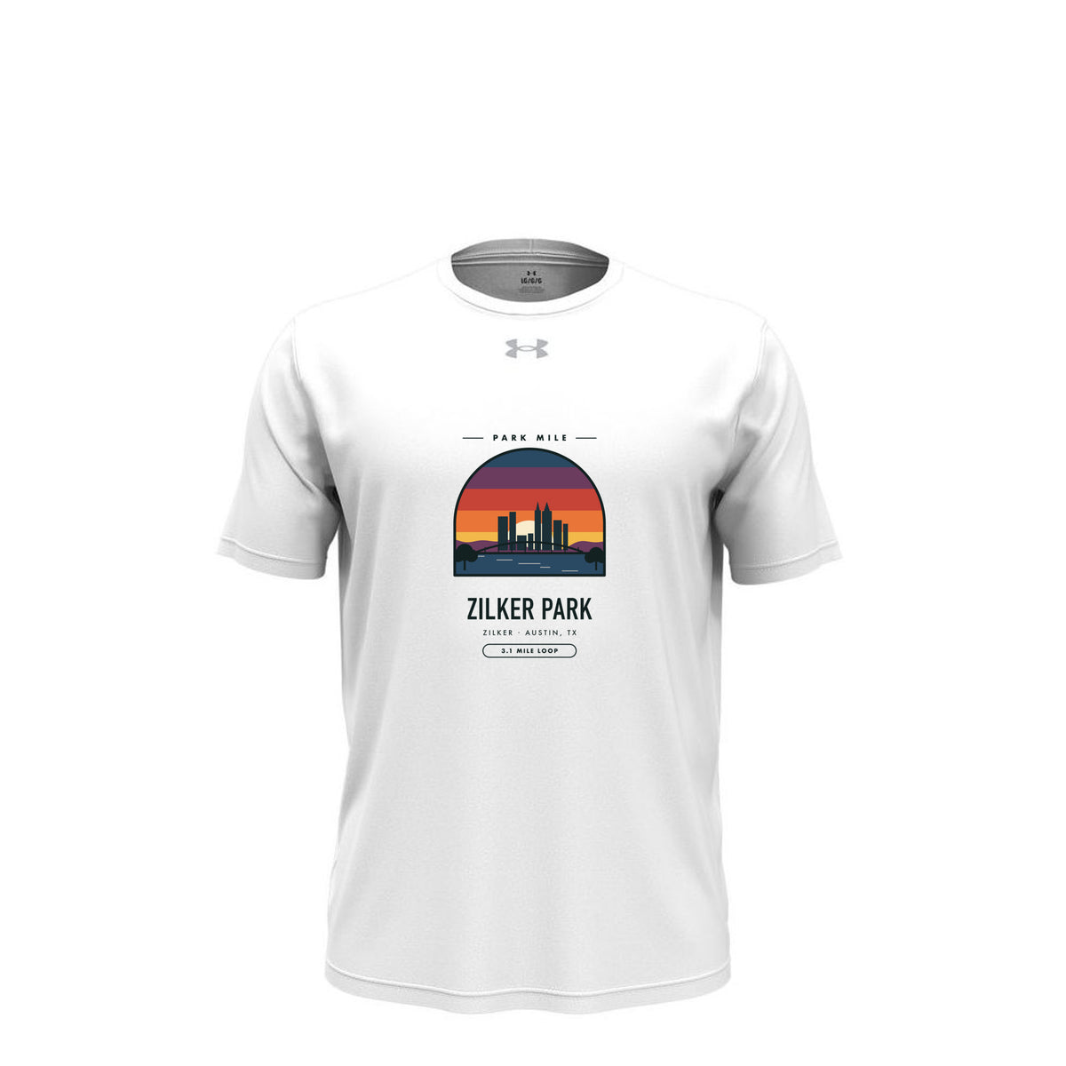 Zilker Park Finisher Tech Tee (Light) in White/ Mod Grey – front