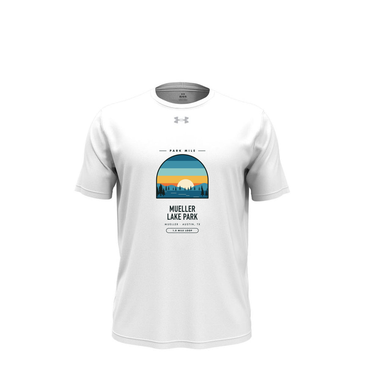Mueller Lake Park Finisher Tech Tee (Light) in White/ Mod Grey – front