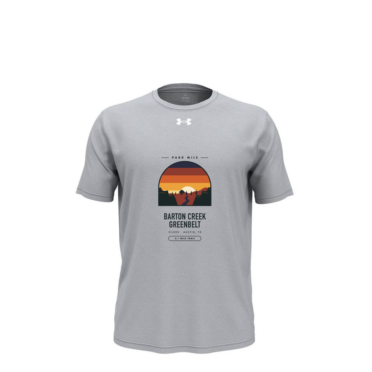Barton Creek Greenbelt Finisher Tech Tee (Light) in Mod Grey Light Heather – front