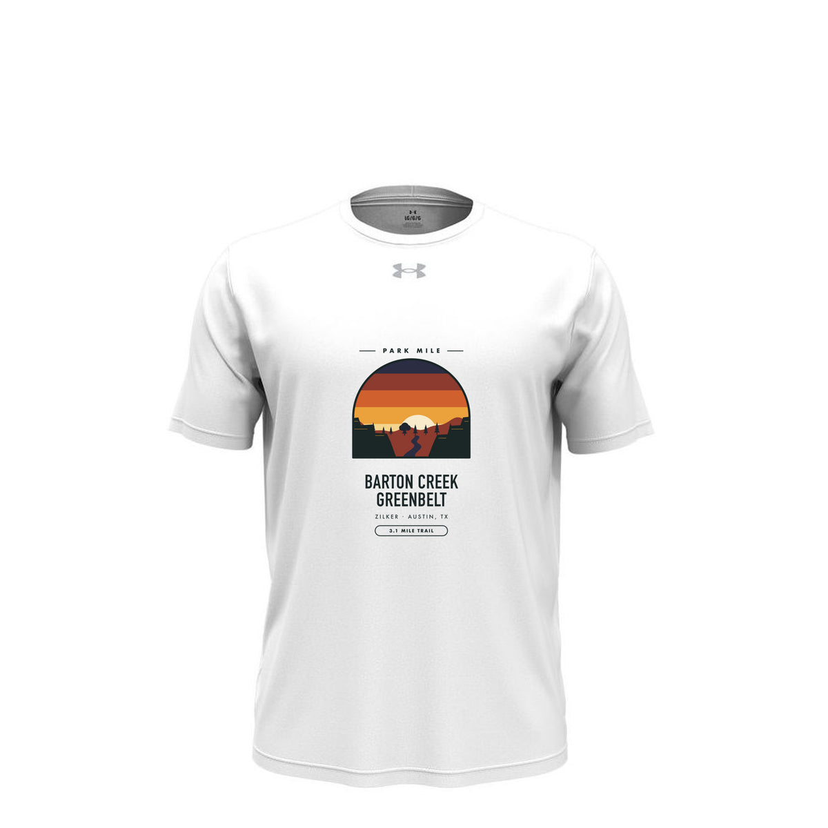 Barton Creek Greenbelt Finisher Tech Tee (Light) in White/ Mod Grey – front