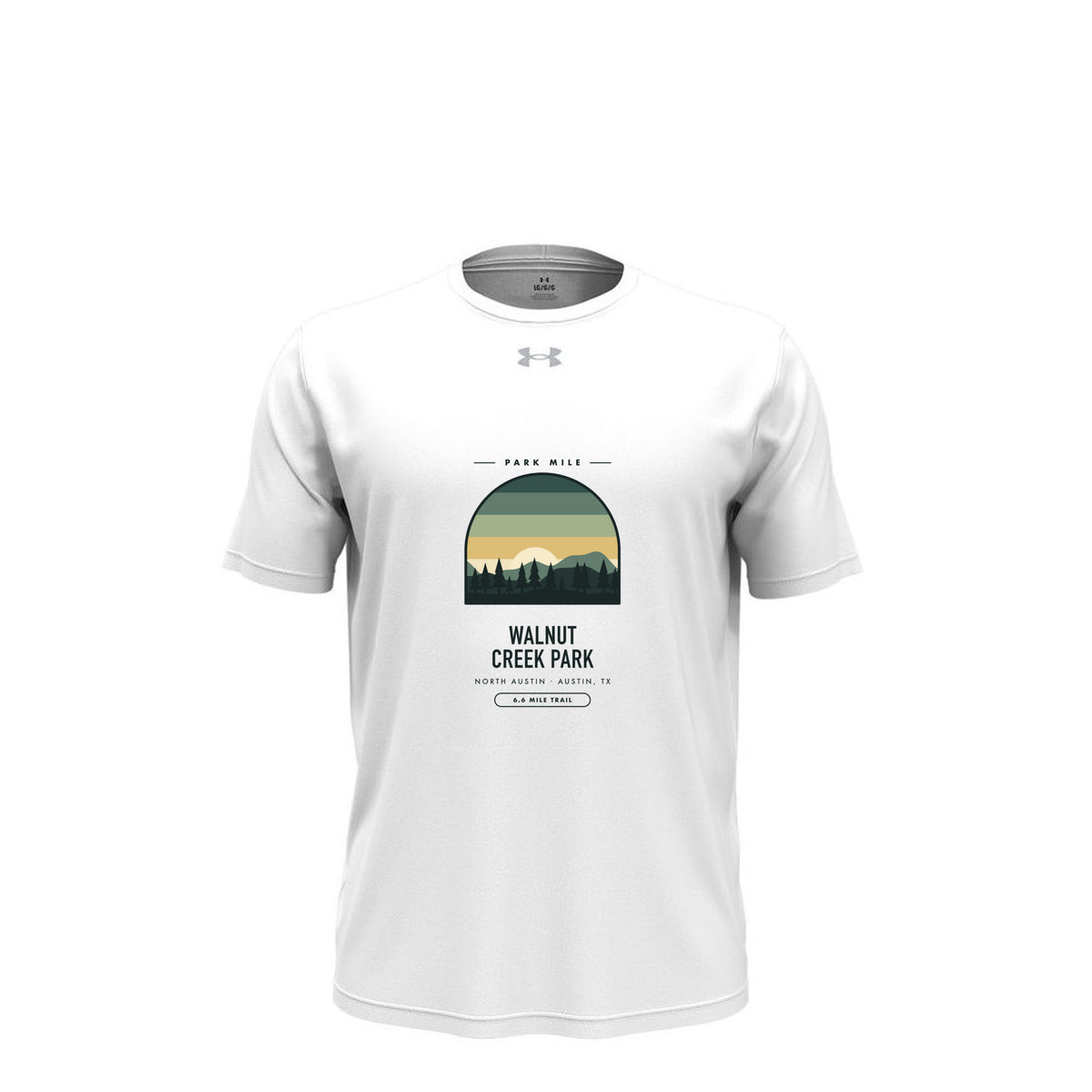 Walnut Creek Park Finisher Tech Tee (Light) in White/ Mod Grey – front