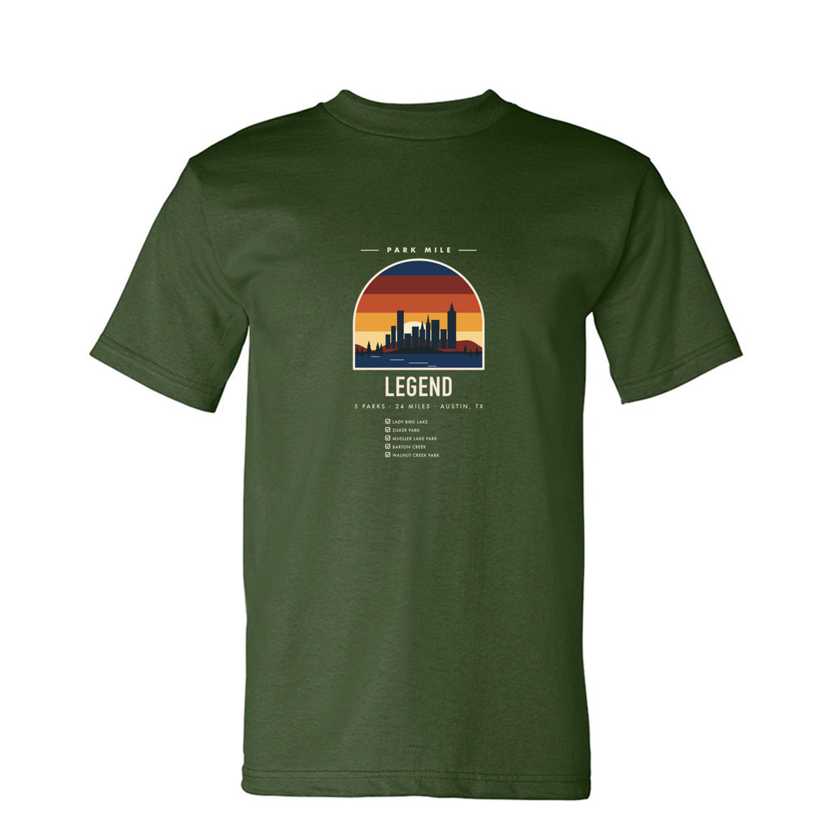 Park Mile Austin Legend Tee in Army – front