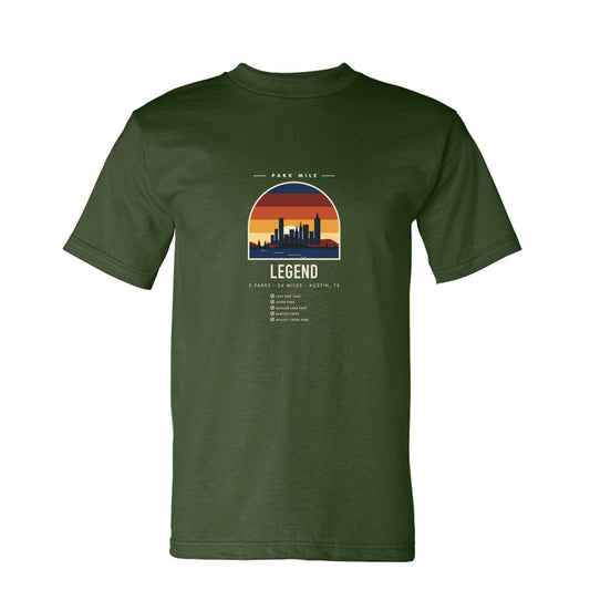 Park Mile Austin Legend Tee in Army – front