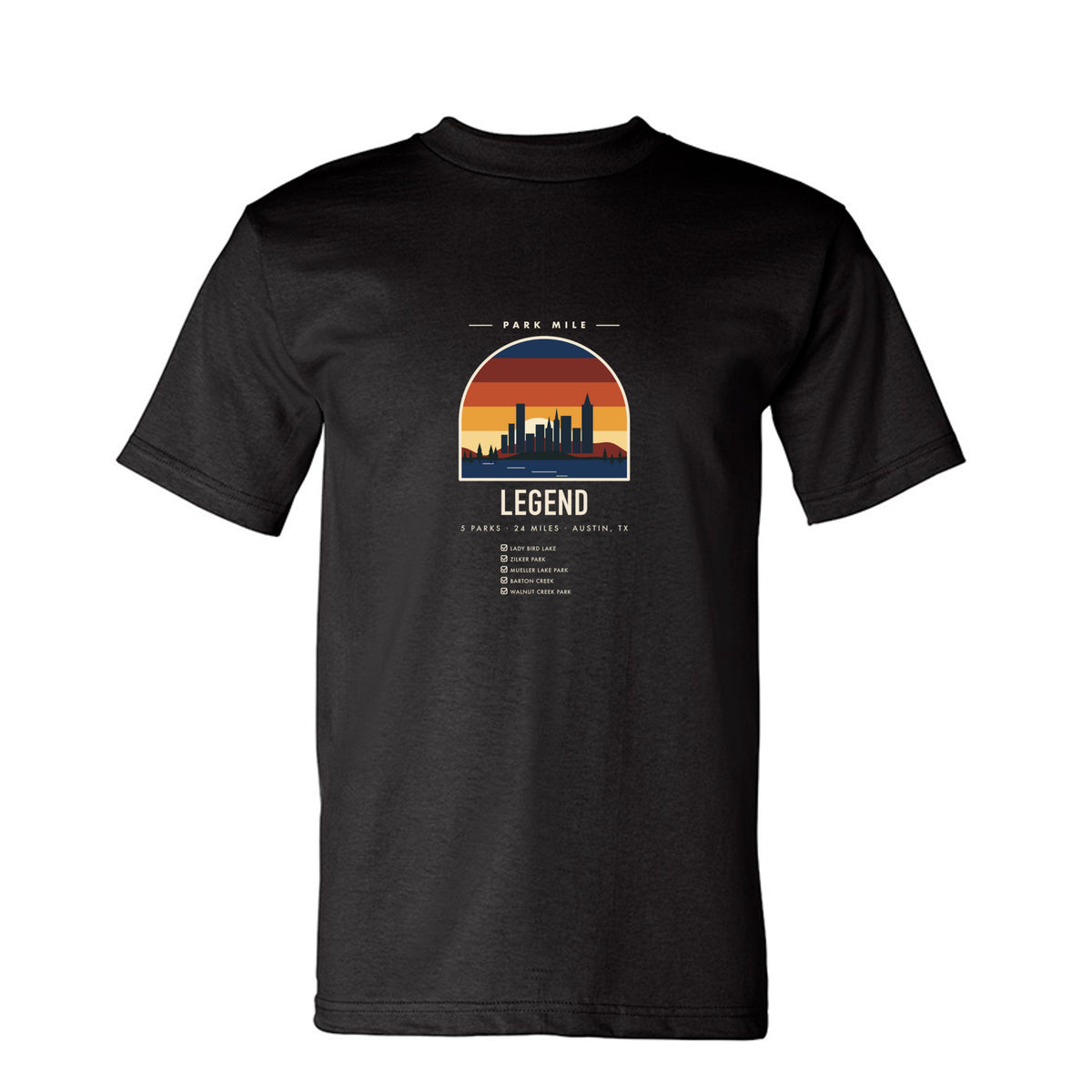 Park Mile Austin Legend Tee in Black – front