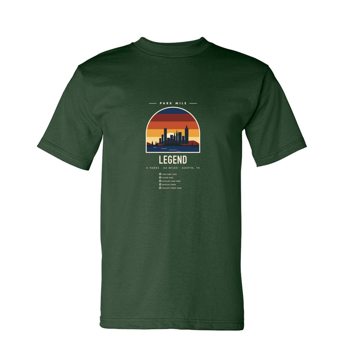Park Mile Austin Legend Tee in Forest Green – front
