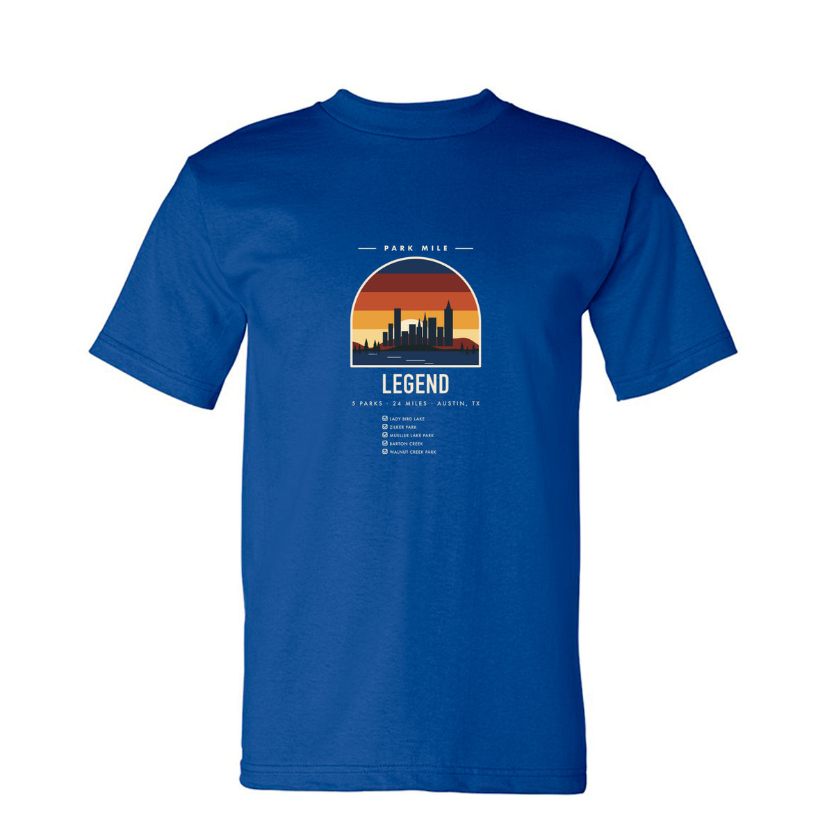 Park Mile Austin Legend Tee in Royal – front