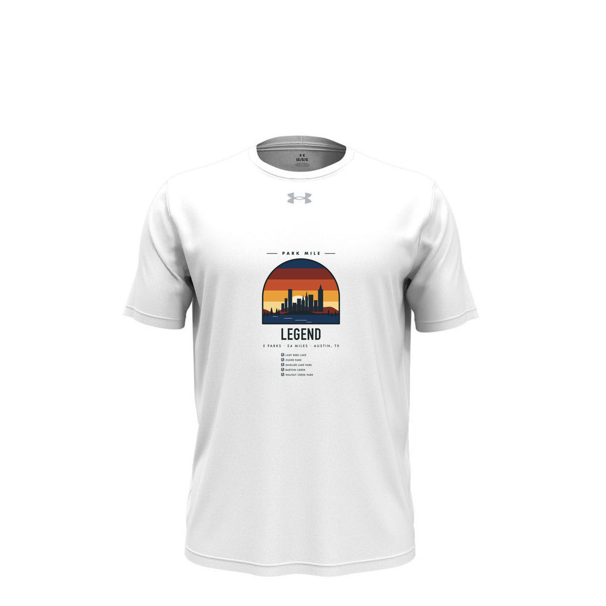 Park Mile Austin Legend Tech Tee (Light) in White/ Mod Grey – front